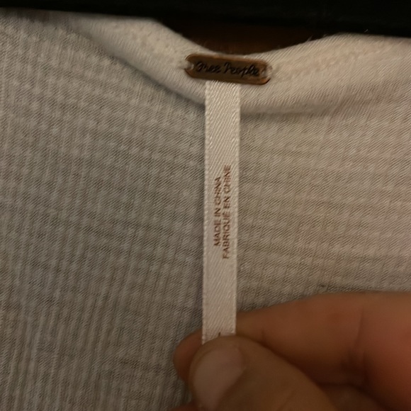 Free people white waffle texture tank with ruffle accent - Picture 2 of 9